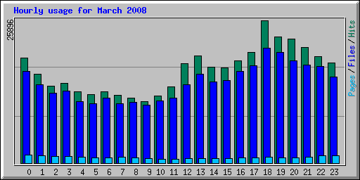 Hourly usage for March 2008